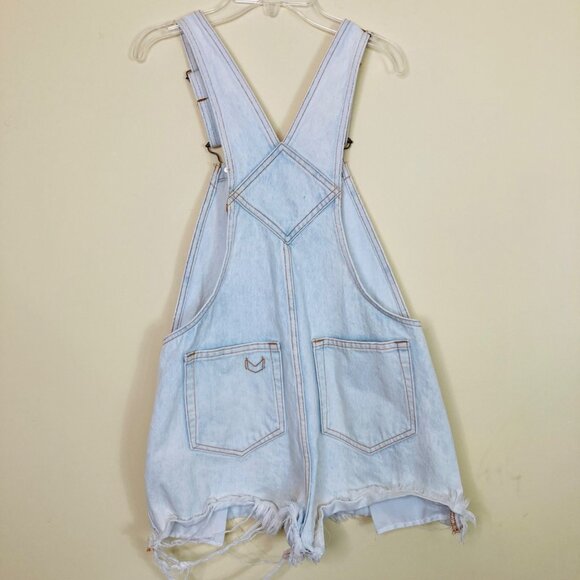 Show me your Mumu Blue Georgia Overall Shorts Small Polar Acid Wash Distressed - Picture 2 of 11